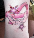 Star and Pink Ribbon Breast Cancer Symbol Tattoos