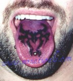 Tribal Bullhead On The Tongue Tattoos