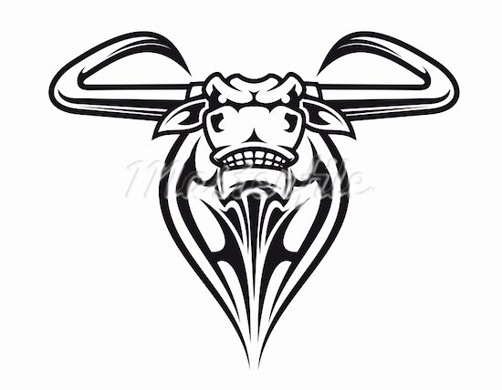 Wild Bull Head Tribals Tattoo Design