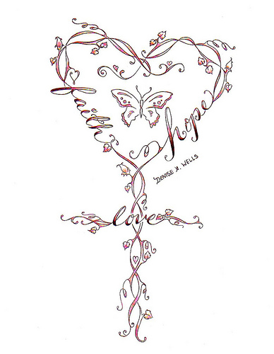 Strength Infinity Symbol Butterfly Cross Tattoo Design by Denise