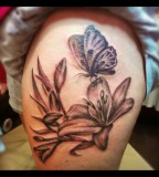 Beautiful Lily And Butterfly Tattoo By Malitiatattoo89