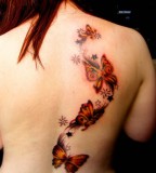 Amazing Red Butterfly Tattoos On Back