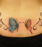 Lowerback Butterfly Couple Tattoo Designs