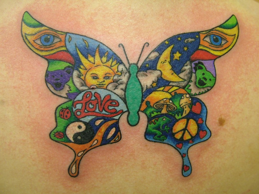 Beautiful Pictures on Butterfly Canvas Tattoo Design For Women