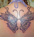 Big Butterfly Tattoo Design on Women Upper Back