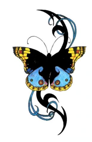 Flower Butterfly Tattoo Sample For Women