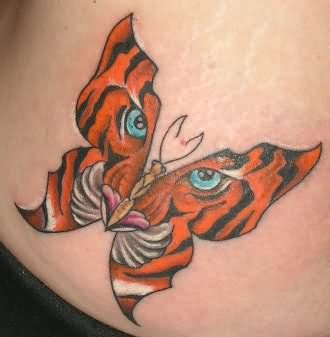 Cool Tiger Butterfly Tattoo Design