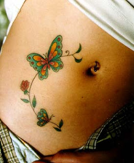 Green Butterfly Tattoos On Hip