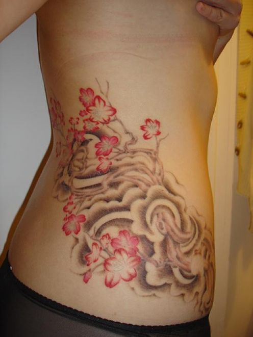 Full Flower Tattoos on Hip