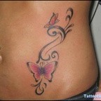 Pink Butterflies Tatto on Hip
