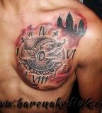 Dashing Cambodian Tattoo on Chest for Men
