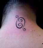 Cancer Zodiac Sign Tattoo Designs On the Neck