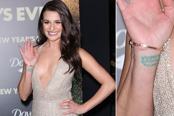 Elegant Wrist Tattoos by Lea Michele Hollywood Celebrities