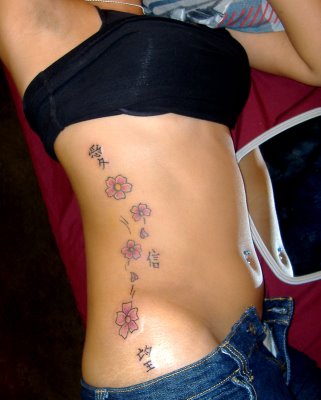 Cherry Blossom Rib Tattoo Design