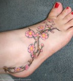 Cherry Blossom Girl Tattoos Design on Foot