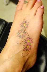 Corner Tattoos Japanese Foot Cherry Blossom Tattoos