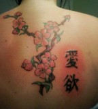 Tattoo Design Of Cherry Blossom on Back for Woman