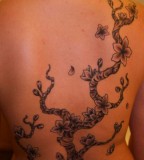 Tatto Design Of Cherry Blossom Tattoo on Woman's Back
