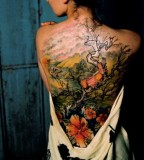 Asian Blossom Full Back Japanese Style Tattoo Design