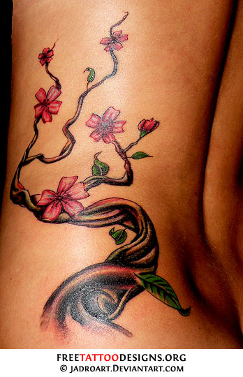 Cherry Blossom Black Tree Tattoo Designs
