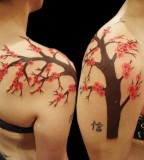 Right Shoulder Cherry Blossom Tattoos Design