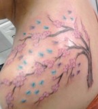 Cherry Tree Back To Shoulder Tattoo Design