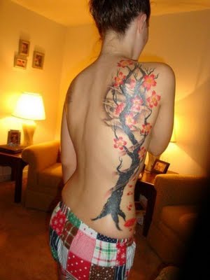 Full Side Japanese Tattoo Cherry Blossom Tree