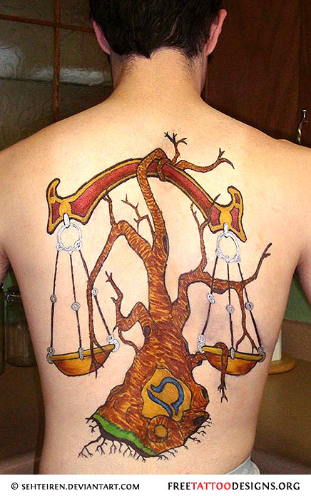 Libra On Cherry Tree Tattoo Pictures