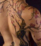 Meditation Under Cherry Blossom Tree Tattoo Design