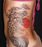 Meaning of Blossom and Red Moon Tattoo Design