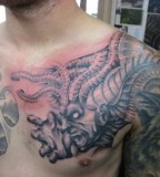 Stunning Demonic Chest to Sleeve Tattoo Designs for Men - Chest Piece Tattoos