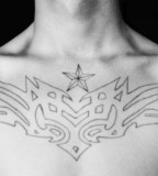 Star and Tribal Outline Chest-piece Tattoo Design by Linda Bowen