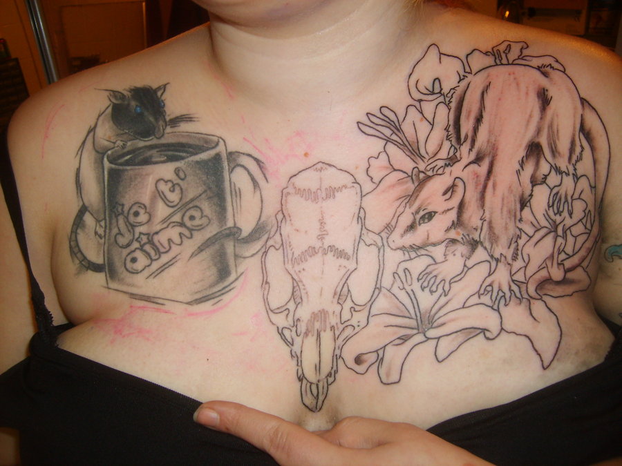 Rat Chest Piece Design for Women by Simplytattoo (NSFW)