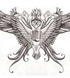 Swirly Phoenix Wings Tattoo Design Sketches