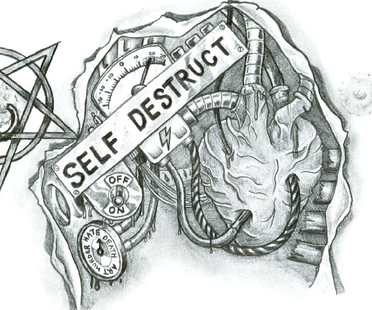 “Self Destruct” Chest Piece Sketch Tattoo By Mikegee777 (Deviantart)