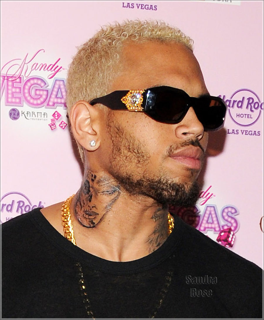 Chris Brown Tattoo Image Of Battered Rihanna On His Neck