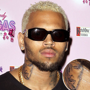 Chris Brown’s Neck Tattoo Design of “Beaten Woman” – Celebrity Tattoos