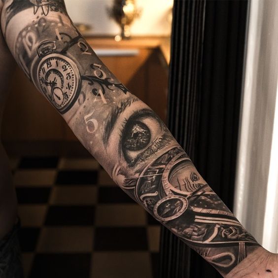 clockwork-arm-sleeve-tattoo