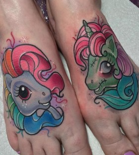 colorful feel tattoos for women