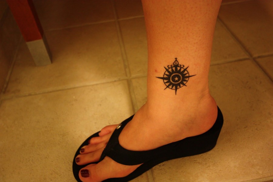 Foot Tattoo of Compass Rose