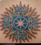 Cool Colorful Compass Tattoo Design