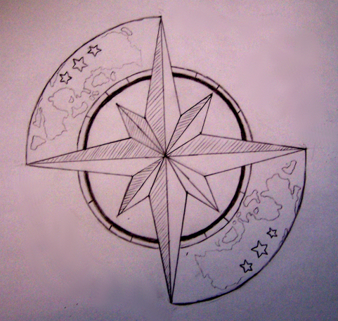 Tattoo Design of Compass Image