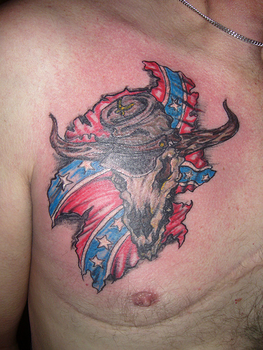 Confederate Flag Tattoos On Chest