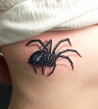 Black and Blue 3D Spider Tattoo Design for Girls