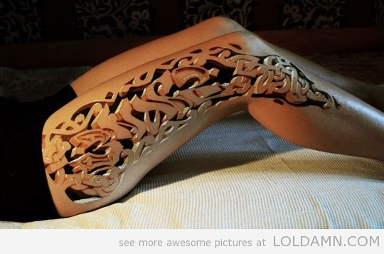 Awesome 3D Tattoo Design on Foot for Girls
