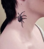Cute 3D Tarantula Tattoo Design on Neck for Girls
