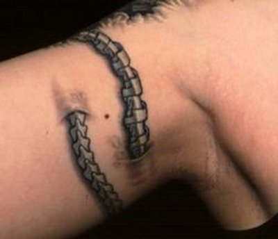 Weird 3D Tattoo Design on Arm