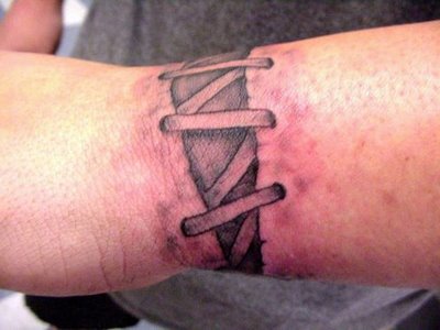Cool 3D Shoelace Tattoo Design