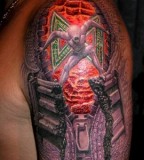 Amazing 3D Alien Tattoo Design on Arm