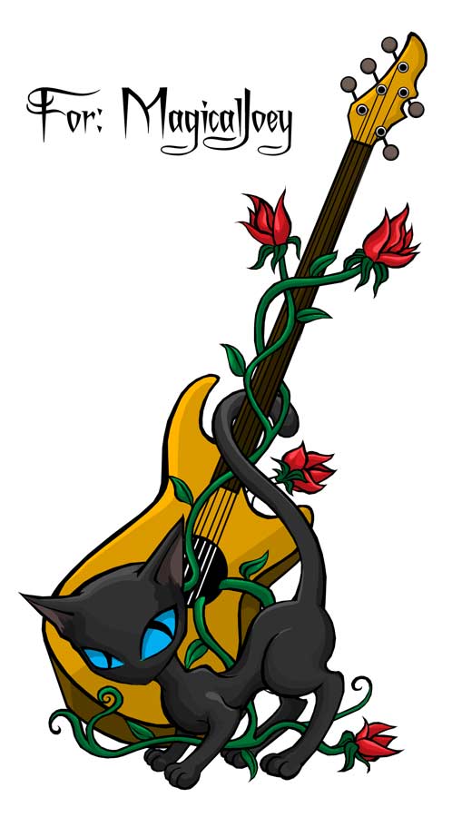 Yellow Guitar and Rose Design Ideas For Tattoo